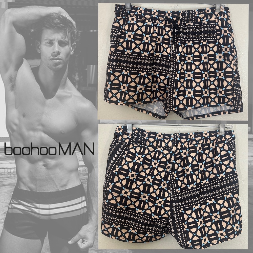 BooHoo Man Swim Trunks Medium runs small 32" waist 2" inseam 100% polyester